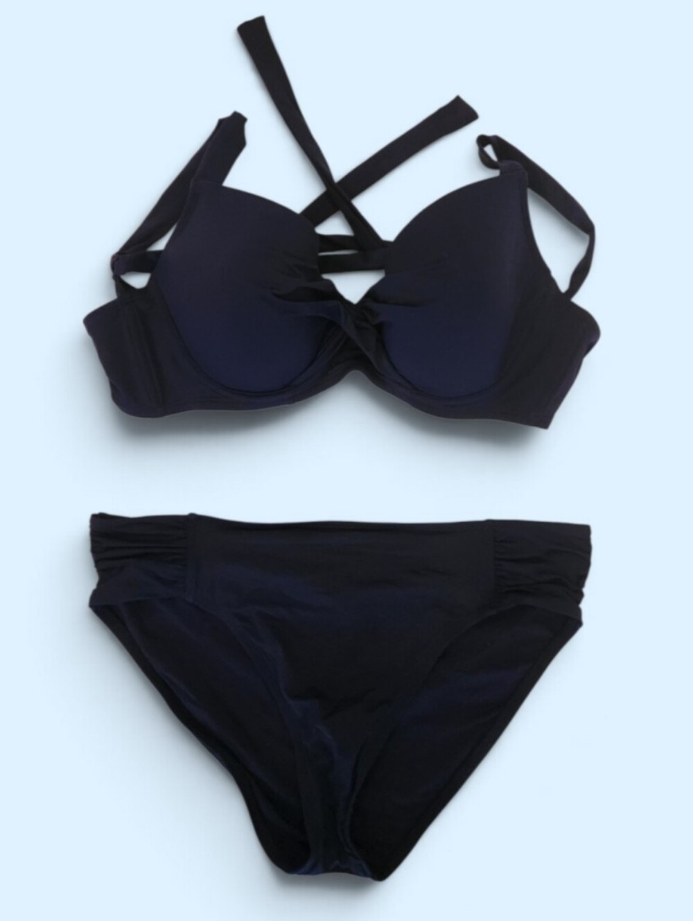 Tommy Bahama Navy Blue Underwire Bikini Set 38C XL Tie Back Swimwear